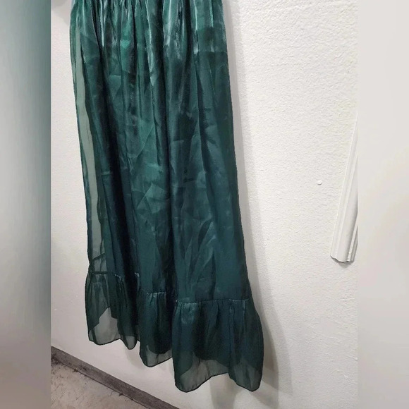 Lulus Remarkable Sensation Emerald Green Puff Sleeve Tiered Midi Dress S Wedding - Picture 9 of 12